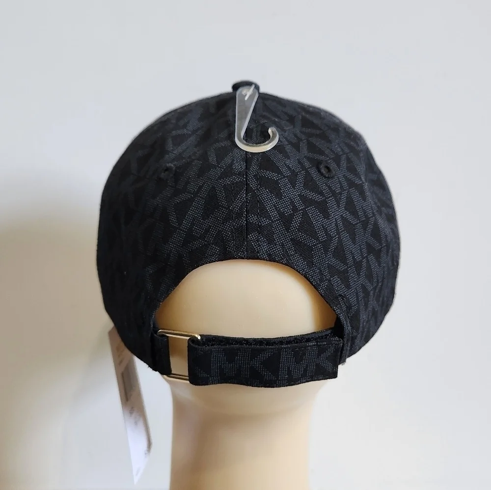 Michael Kors MK Black Allover Trademark Logo Baseball Hat Cap Unisex